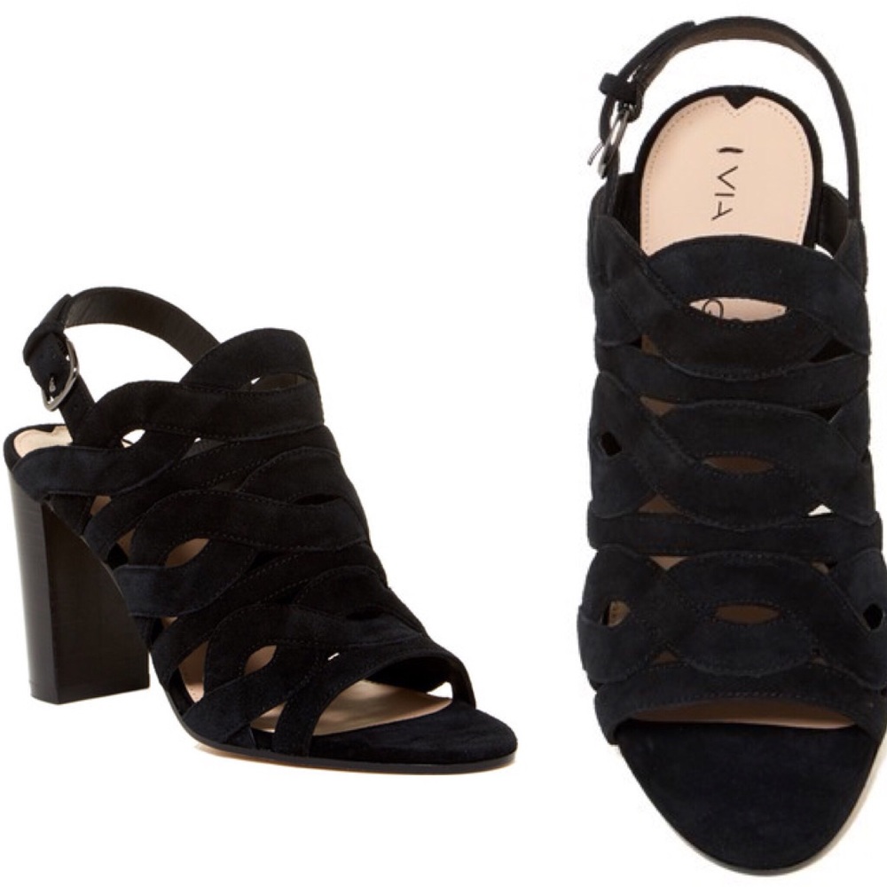 VIA SPIGA Cutout Slingback Sandals (black)